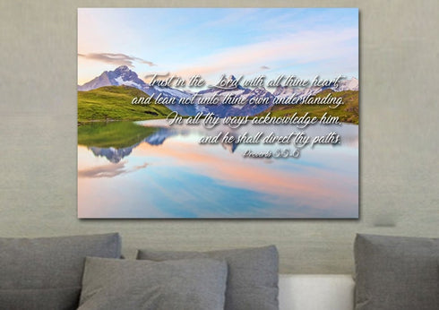 Proverbs 3:5-6 #14 KJV 'Trust in the Lord' Christian Scripture Wall Art Canvas