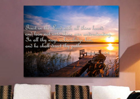 Proverbs 3:5-6 #15 KJV 'Trust in the Lord' Christian Scripture Wall Art Canvas