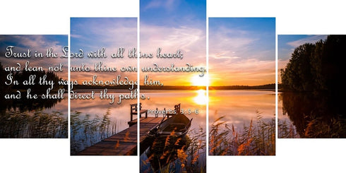 Proverbs 3:5-6 #15 KJV 'Trust in the Lord' Christian Scripture Wall Art Canvas