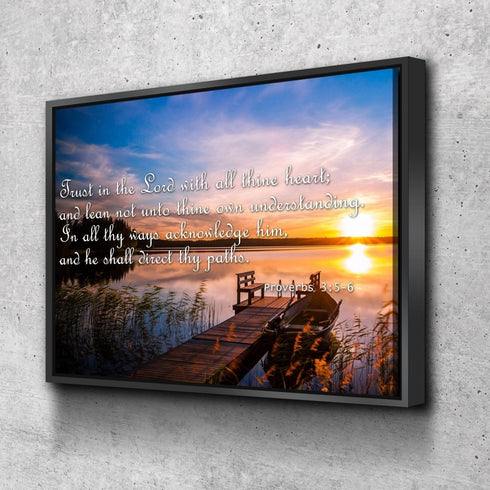 Proverbs 3:5-6 #15 KJV 'Trust in the Lord' Christian Scripture Wall Art Canvas