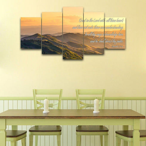 Proverbs 3:5-6 #19 'Trust in the Lord with all Thine Heart' Christian Scripture Wall Art Canvas