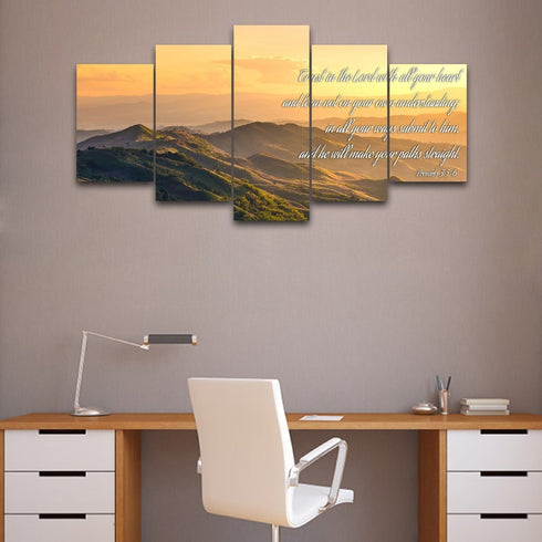 Proverbs 3:5-6 #19 'Trust in the Lord with all your Heart' Bible Verse Canvas Wall Art