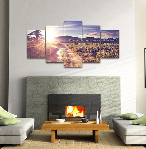 Proverbs 3:5-6 #20 'Trust in the Lord with all Thine Heart' Christian Scripture Wall Art Canvas
