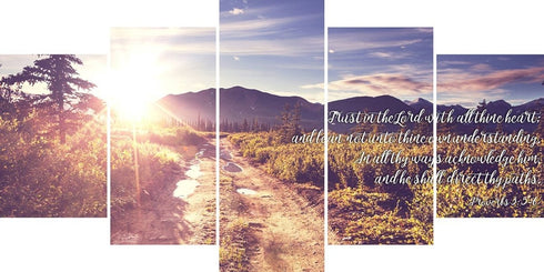Proverbs 3:5-6 #20 'Trust in the Lord with all Thine Heart' Christian Scripture Wall Art Canvas