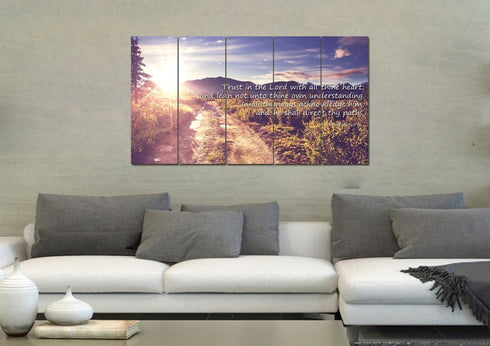Proverbs 3:5-6 #20 'Trust in the Lord with all Thine Heart' Christian Scripture Wall Art Canvas