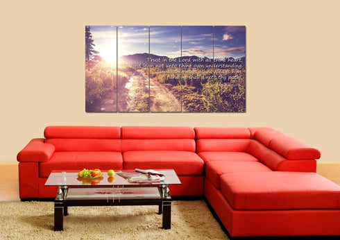 Proverbs 3:5-6 #20 'Trust in the Lord with all Thine Heart' Christian Scripture Wall Art Canvas