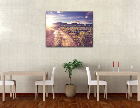 Proverbs 3:5-6 #20 'Trust in the Lord with all Thine Heart' Christian Scripture Wall Art Canvas