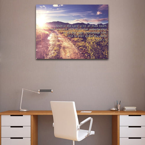 Proverbs 3:5-6 #20 'Trust in the Lord with all Thine Heart' Christian Scripture Wall Art Canvas