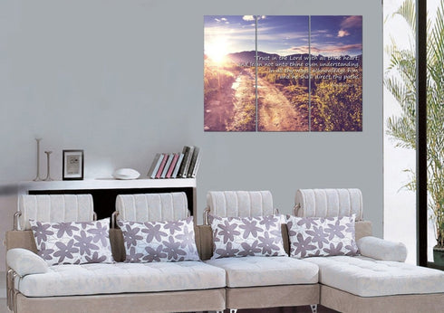 Proverbs 3:5-6 #20 'Trust in the Lord with all Thine Heart' Christian Scripture Wall Art Canvas