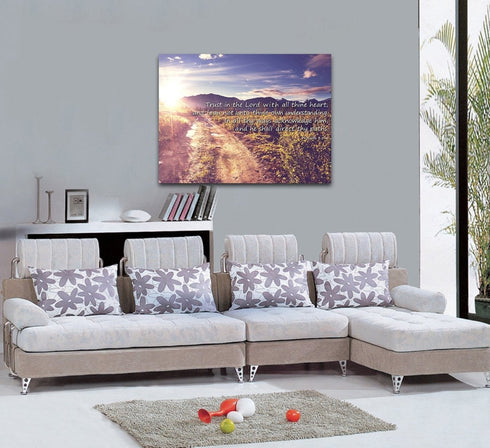 Proverbs 3:5-6 #20 'Trust in the Lord with all Thine Heart' Christian Scripture Wall Art Canvas