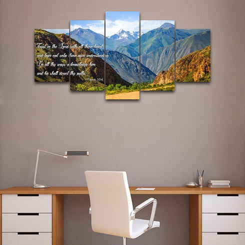 Proverbs 3:5-6 #21 'Trust in the Lord with all Thine Heart' Christian Scripture Wall Art Canvas