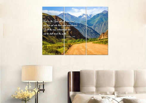 Proverbs 3:5-6 #21 'Trust in the Lord with all Thine Heart' Christian Scripture Wall Art Canvas