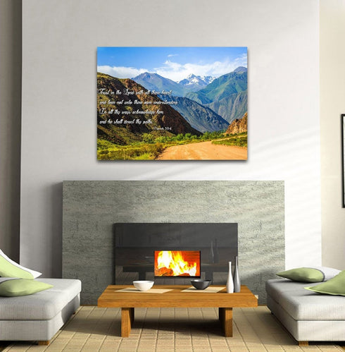 Proverbs 3:5-6 #21 'Trust in the Lord with all Thine Heart' Christian Scripture Wall Art Canvas