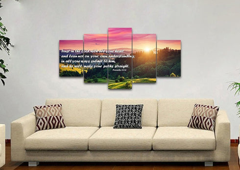 Proverbs 3:5-6 #24 'Trust in the Lord with all your Heart' Bible Verse Canvas Wall Art