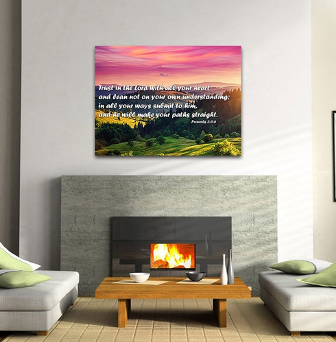 Proverbs 3:5-6 #24 'Trust in the Lord with all your Heart' Bible Verse Canvas Wall Art