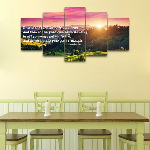 Proverbs 3:5-6 #24 'Trust in the Lord with all your Heart' Bible Verse Canvas Wall Art