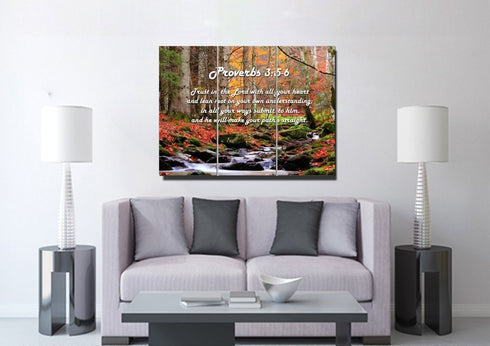 Proverbs 3:5-6 #27 'Trust in the Lord with all your Heart' Bible Verse Canvas Wall Art