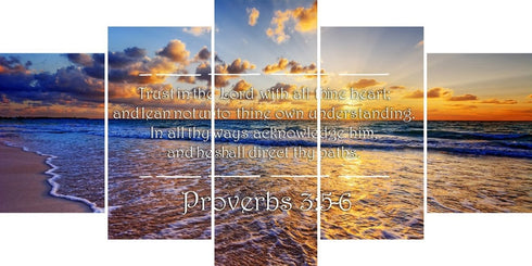 Proverbs 3:5-6 #28 'Trust in the Lord with all Thine Heart' Christian Scripture Wall Art Canvas