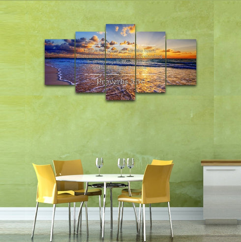 Proverbs 3:5-6 #28 'Trust in the Lord with all Thine Heart' Christian Scripture Wall Art Canvas
