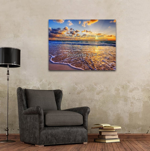 Proverbs 3:5-6 #28 'Trust in the Lord with all Thine Heart' Christian Scripture Wall Art Canvas
