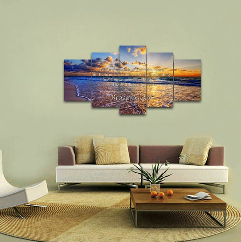 Proverbs 3:5-6 #28 'Trust in the Lord with all Thine Heart' Christian Scripture Wall Art Canvas