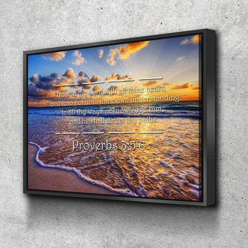 Proverbs 3:5-6 #28 'Trust in the Lord with all Thine Heart' Christian Scripture Wall Art Canvas