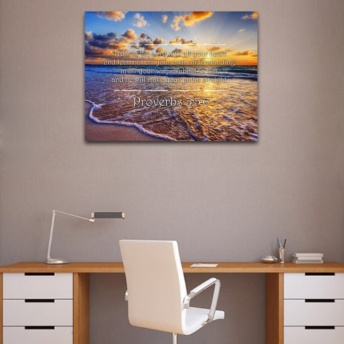 Proverbs 3:5-6 #28 'Trust in the Lord with all your Heart' Bible Verse Canvas Wall Art