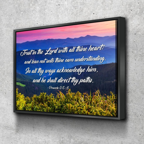 Proverbs 3:5-6 #3 KJV 'Trust in the Lord' Christian Scripture Wall Art Canvas