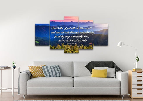 Proverbs 3:5-6 #3 KJV 'Trust in the Lord' Christian Scripture Wall Art Canvas