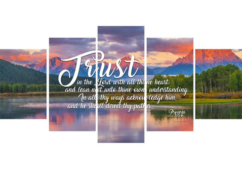Proverbs 3:5-6 #36 KJV 'Trust in the Lord with all Thine Heart' Christian Scripture Wall Art Canvas