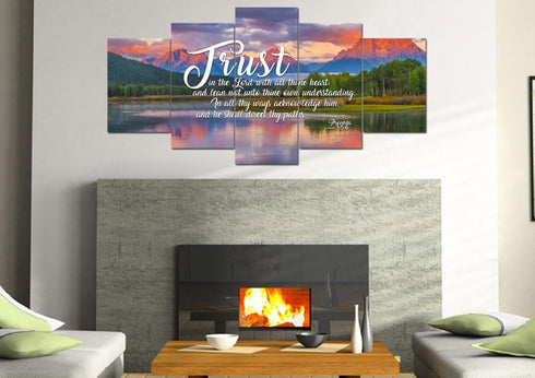 Proverbs 3:5-6 #36 KJV 'Trust in the Lord with all Thine Heart' Christian Scripture Wall Art Canvas