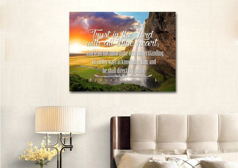 Proverbs 3:5-6 #37 KJV 'Trust in the Lord with all Thine Heart' Christian Scripture Wall Art Canvas
