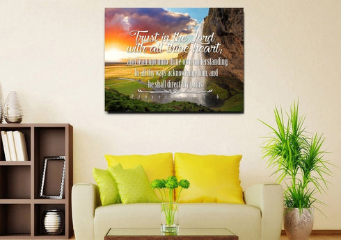 Proverbs 3:5-6 #37 KJV 'Trust in the Lord with all Thine Heart' Christian Scripture Wall Art Canvas