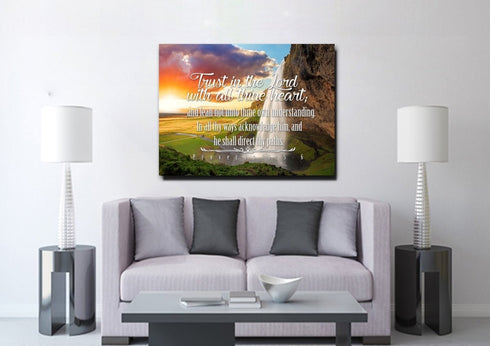 Proverbs 3:5-6 #37 KJV 'Trust in the Lord with all Thine Heart' Christian Scripture Wall Art Canvas