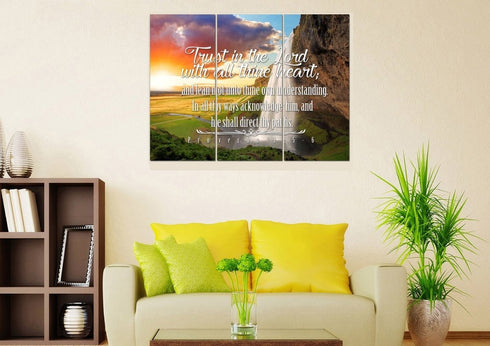 Proverbs 3:5-6 #37 KJV 'Trust in the Lord with all Thine Heart' Christian Scripture Wall Art Canvas