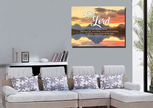 Proverbs 3:5-6 #39 KJV 'Trust in the Lord with all Thine Heart' Christian Scripture Wall Art Canvas