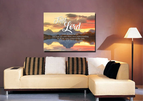Proverbs 3:5-6 #39 KJV 'Trust in the Lord with all Thine Heart' Christian Scripture Wall Art Canvas