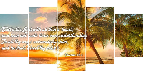 Proverbs 3:5-6 #4 KJV 'Trust in the Lord' Christian Scripture Wall Art Canvas
