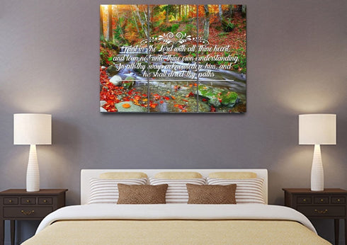 Proverbs 3:5-6 #41 KJV 'Trust in the Lord with all Thine Heart' Christian Scripture Wall Art Canvas