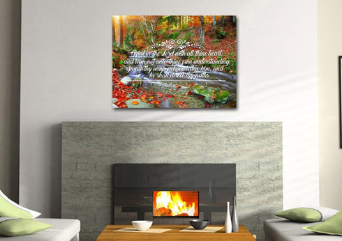 Proverbs 3:5-6 #41 KJV 'Trust in the Lord with all Thine Heart' Christian Scripture Wall Art Canvas