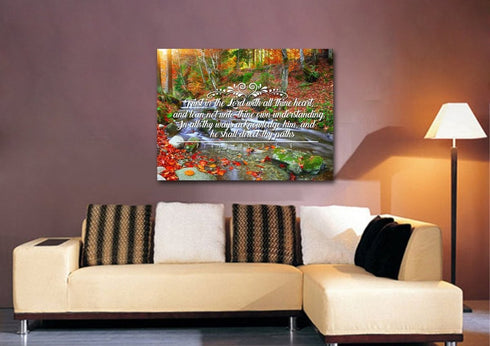 Proverbs 3:5-6 #41 KJV 'Trust in the Lord with all Thine Heart' Christian Scripture Wall Art Canvas