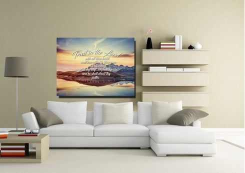 Proverbs 3:5-6 #42 KJV 'Trust in the Lord with all Thine Heart' Christian Scripture Wall Art Canvas