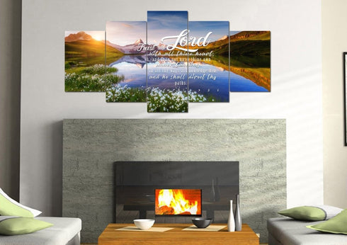 Proverbs 3:5-6 #45 KJV 'Trust in the Lord with all Thine Heart' Christian Scripture Wall Art Canvas