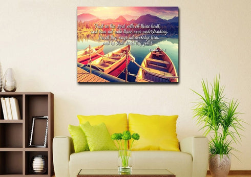 Proverbs 3:5-6 #5 KJV 'Trust in the Lord' Christian Scripture Wall Art Canvas