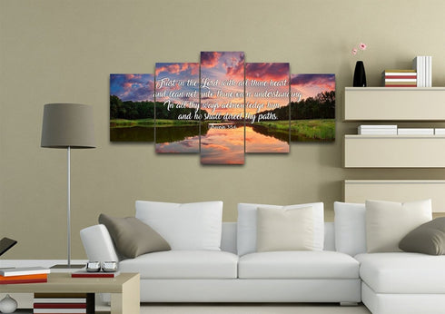 Proverbs 3:5-6 #6 KJV 'Trust in the Lord' Christian Scripture Wall Art Canvas