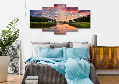 Proverbs 3:5-6 #6 KJV 'Trust in the Lord' Christian Scripture Wall Art Canvas