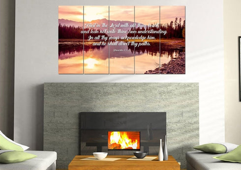 Proverbs 3:5-6 #8 KJV 'Trust in the Lord' Christian Scripture Wall Art Canvas