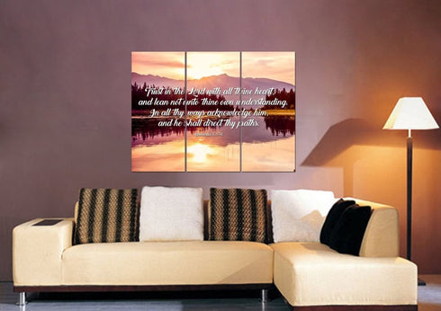 Proverbs 3:5-6 #8 KJV 'Trust in the Lord' Christian Scripture Wall Art Canvas