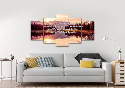 Proverbs 3:5-6 #8 KJV 'Trust in the Lord' Christian Scripture Wall Art Canvas