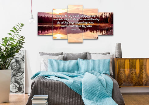 Proverbs 3:5-6 #8 KJV 'Trust in the Lord' Christian Scripture Wall Art Canvas